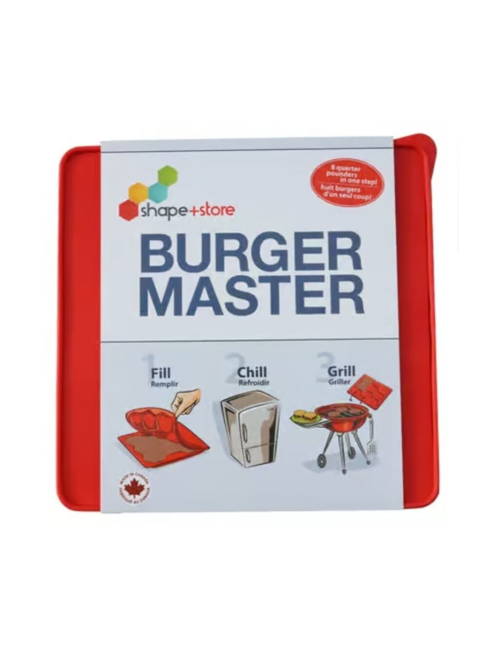 Shape + Store Burger Master Press & Freezer Container Fill Chill & Grill